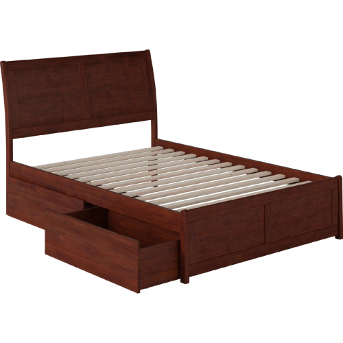 Portland Full Bed w/ Matching Footboard & 2 Urban Bed Drawers in Walnut