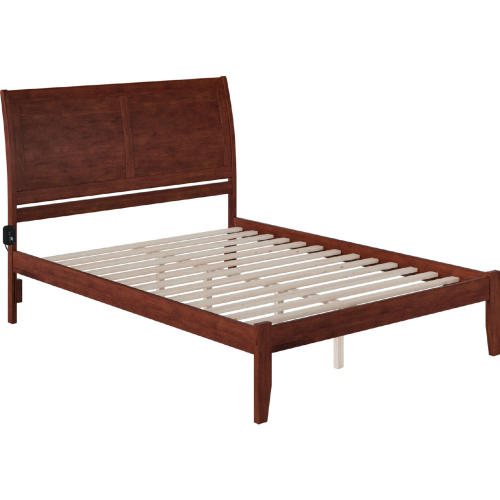 Portland King Bed w/ Open Footrail in Antique Walnut