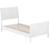 Valencia Twin XL Low Profile Sleigh Platform Bed & Matching Footboard in White Finish Wood