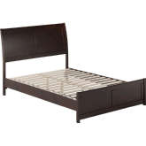 Valencia Full Low Profile Sleigh Platform Bed & Matching Footboard in Espresso Finish Wood