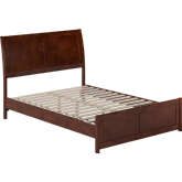 Valencia Full Low Profile Sleigh Platform Bed & Matching Footboard in Walnut Finish Wood