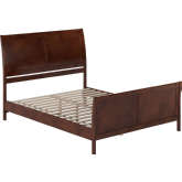 Valencia Queen Low Profile Sleigh Platform Bed & Matching Footboard in Walnut Finish Wood