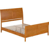 Valencia Queen Low Profile Sleigh Platform Bed & Matching Footboard in Light Toffee Wood