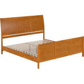 Valencia King Low Profile Sleigh Platform Bed & Matching Footboard in Light Toffee Wood