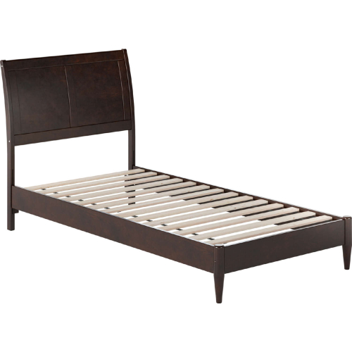 Valencia Twin XL Low Profile Sleigh Platform Bed in Espresso Finish Wood