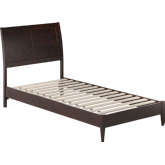 Valencia Twin XL Low Profile Sleigh Platform Bed in Espresso Finish Wood