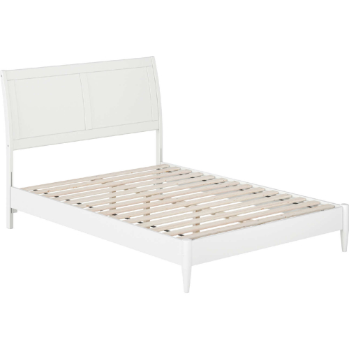 Valencia Full Low Profile Sleigh Platform Bed in White Finish Wood