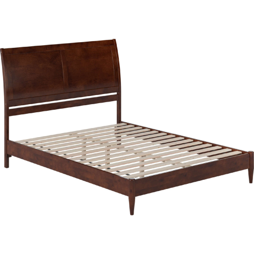 Valencia Queen Low Profile Sleigh Platform Bed in Walnut Finish Wood