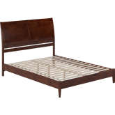 Valencia Queen Low Profile Sleigh Platform Bed in Walnut Finish Wood