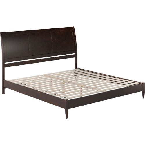 Valencia King Low Profile Sleigh Platform Bed in Espresso Finish Wood