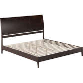 Valencia King Low Profile Sleigh Platform Bed in Espresso Finish Wood