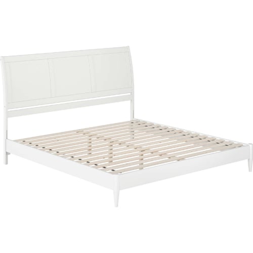 Valencia King Low Profile Sleigh Platform Bed in White Finish Wood