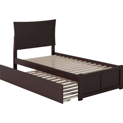 Metro Twin Extra Long Bed w/ Footboard & Twin Extra Long Trundle in Espresso