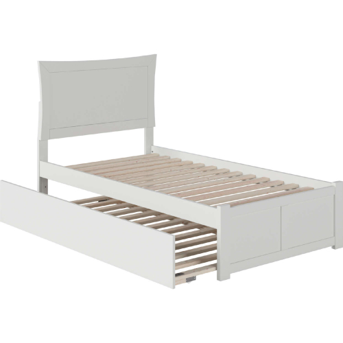 Metro Twin Extra Long Bed with Footboard & Twin Extra Long Trundle in White