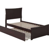 Metro Twin Extra Long Bed w/ Footboard & Twin Extra Long Trundle in Espresso