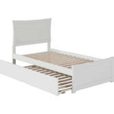 Metro Twin Extra Long Bed with Footboard & Twin Extra Long Trundle in White