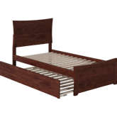 Metro Twin Extra Long Bed with Footboard & Twin Extra Long Trundle in Walnut