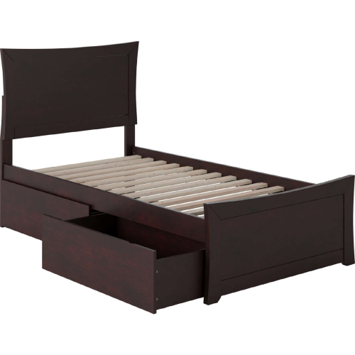 Metro Twin XL Bed w/ Matching Footboard & 2 Urban Bed Drawers in Espresso