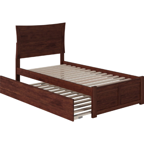 Metro Twin Bed w/ Flat Panel Footboard & Urban Trundle in Antique Walnut