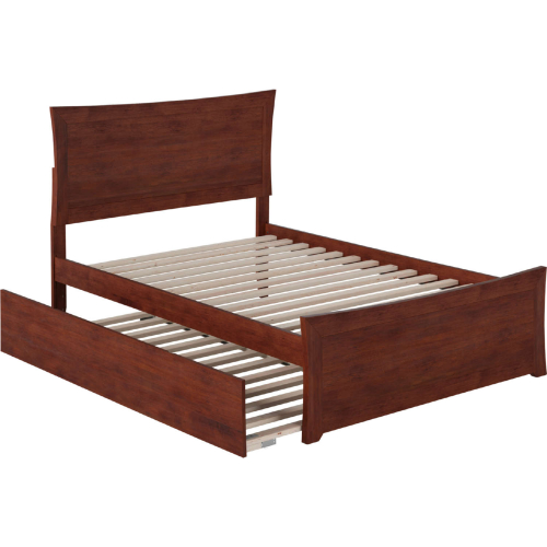 Metro Full Bed w/ Matching Footboard & Urban Trundle Bed in Walnut