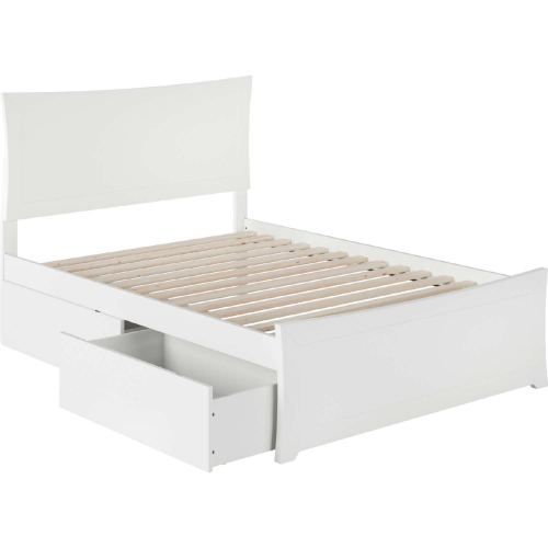 Metro Full Bed w/ Matching Footboard & 2 Urban Bed Drawers in White