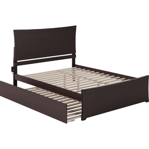 Metro Queen Platform Bed, Match Footboard, Turbo Charger & Twin XL Trundle in Espresso