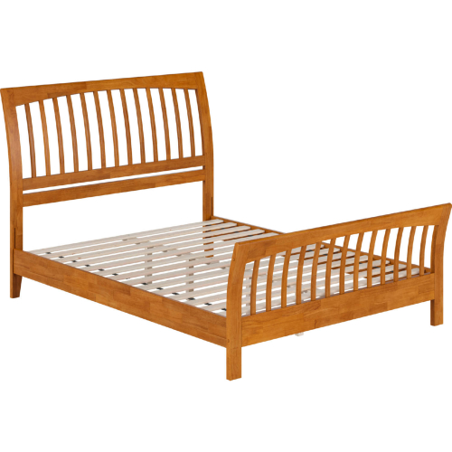 Orleans Queen Low Profile Platform Bed w/ Matching Footboard in Light Toffee Wood