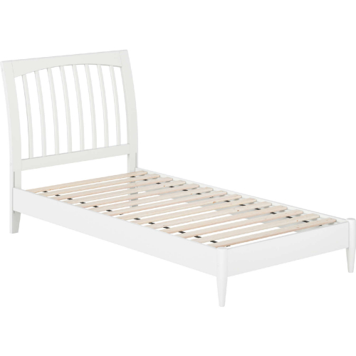 Orleans Twin XL Low Profile Sleigh Platform Bed in White Finish Wood