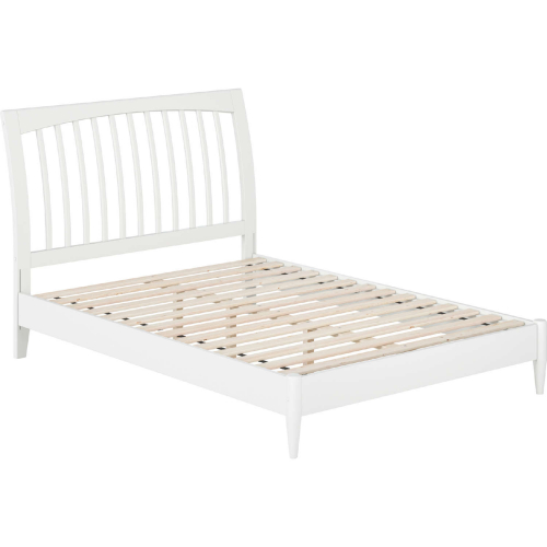 Orleans Full Low Profile Sleigh Platform Bed in White Finish Wood