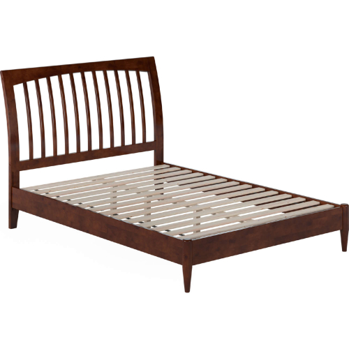 Orleans Full Low Profile Sleigh Platform Bed in Walnut Finish Wood