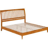 Orleans King Low Profile Sleigh Platform Bed in Light Toffee Finish Wood