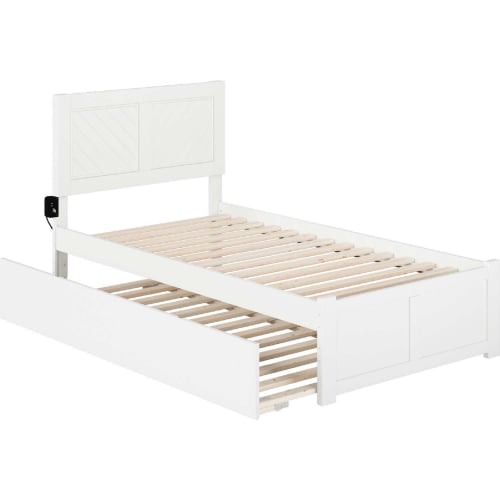 Canyon Twin XL Platform Bed w/ Twin XL Trundle in White Finish Wood