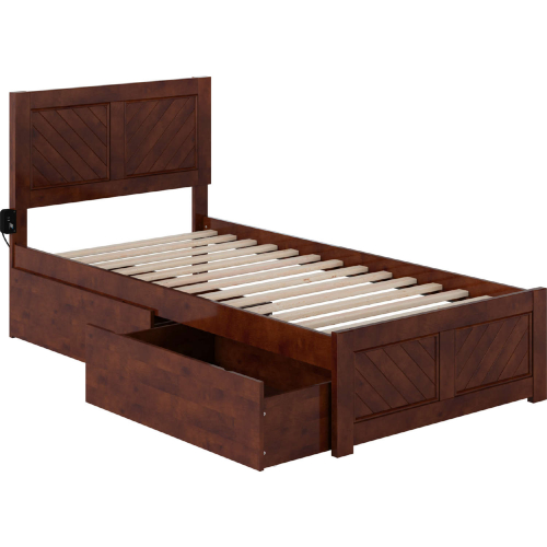 Canyon Twin XL Platform Bed w/ 2 Drawers in Walnut Finish Wood