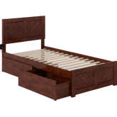 Canyon Twin XL Platform Bed w/ 2 Drawers in Walnut Finish Wood