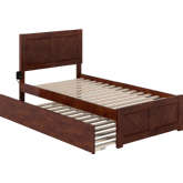 Canyon Twin Platform Bed w/ Twin Trundle in Walnut Finish Wood