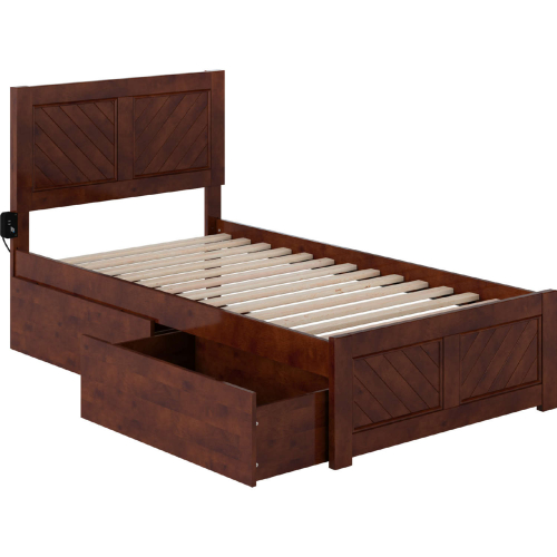 Canyon Twin Platform Bed w/ 2 Drawers in Walnut Finish Wood