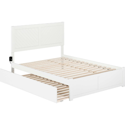 Canyon Full Platform Bed w/ Full Trundle in White Finish Wood