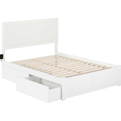 Canyon Full Platform Bed w/ 2 Drawers in White Finish Wood