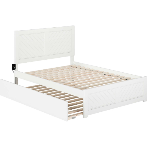 Canyon Full Platform Bed w/ Full Trundle in White Finish Wood