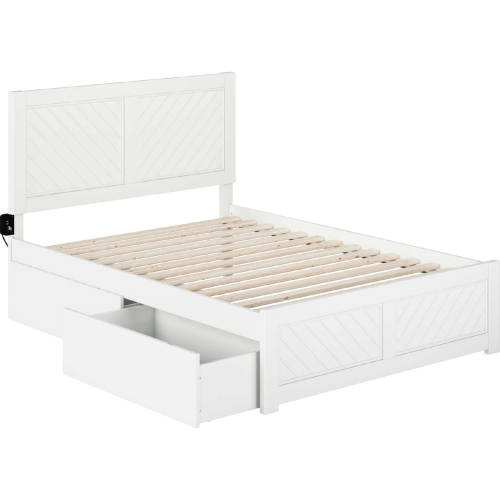 Canyon Full Platform Bed w/ 2 Drawers in White Finish Wood