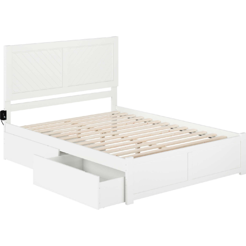 Canyon Queen Platform Bed w/ 2 Drawers in White Finish Wood