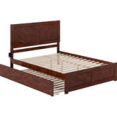 Canyon Queen Platform Bed w/ Twin XL Trundle in Walnut Finish Wood