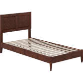 Berkshire Twin XL Low Profile Platform Bed w/ USB in Walnut Finish Wood