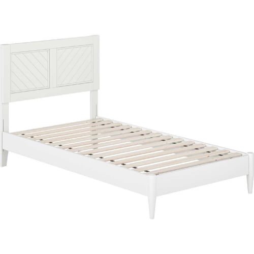 Berkshire Twin Low Profile Platform Bed w/ USB in White Finish Wood