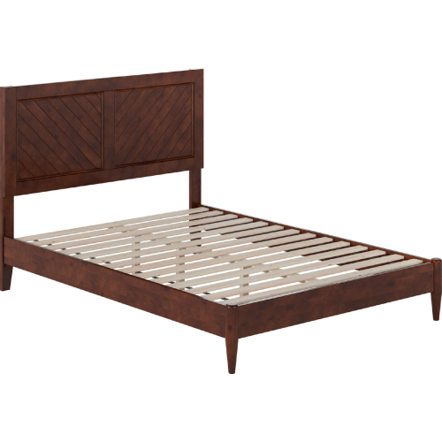 Berkshire Full Low Profile Platform Bed w/ USB in Walnut Finish Wood