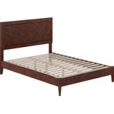 Berkshire Full Low Profile Platform Bed w/ USB in Walnut Finish Wood