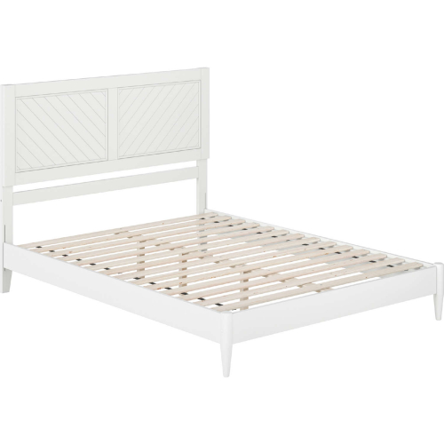 Berkshire Queen Low Profile Platform Bed w/ USB in White Finish Wood