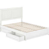 Clayton Full Platform Bed w/ Panel Footboard, Drawers & Charging in White