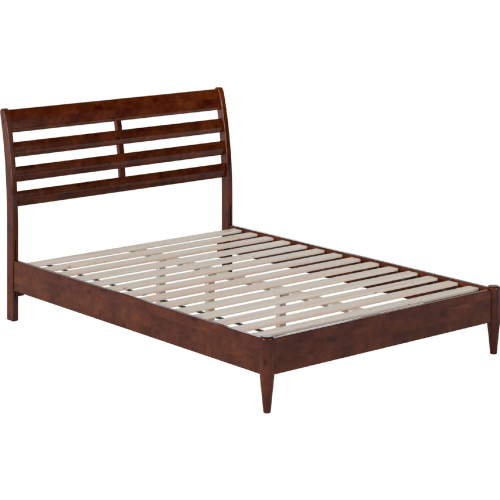 Savannah Full Low Profile Platform Bed in Walnut Finish Wood