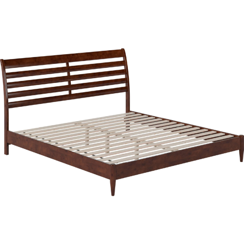 Savannah King Low Profile Platform Bed in Walnut Finish Wood